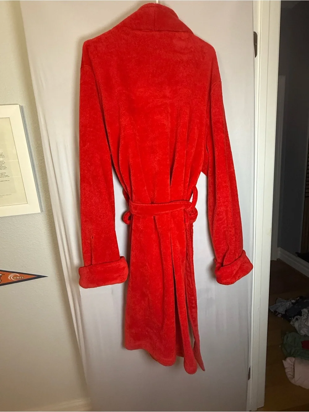 San Francisco 49ers Red Plush Fleece Bathrobe Robe Belted NFL Football